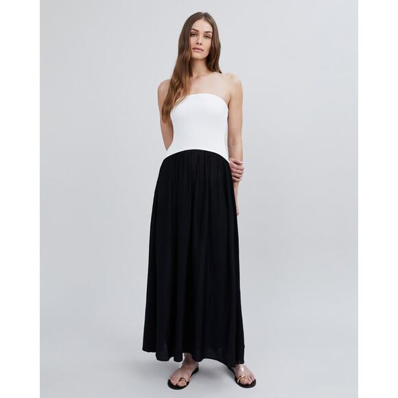 SOLID & STRIPED Dresses & Skirts - Solid & Striped The Strapless Soglio Dress White Black - M